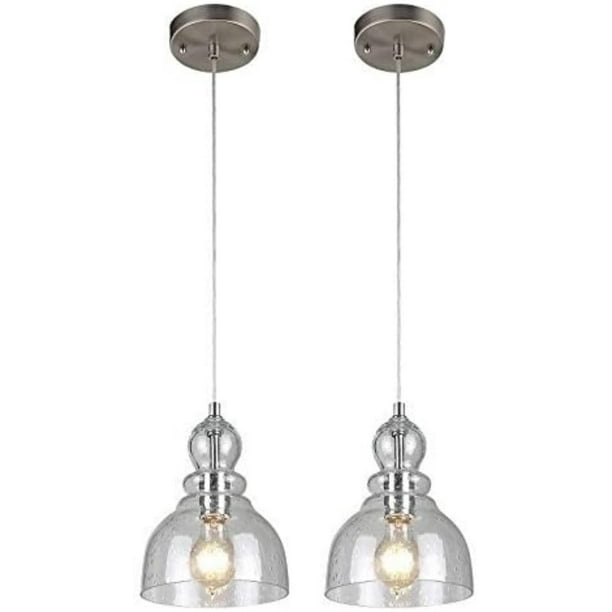 Westinghouse 1-Light Mini Pendant Brushed Nickel Finish,Clear Seeded Glass Westinghouse 1-Light Mini Pendant Brushed Nickel Finish,Clear Seeded Glass